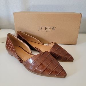 J. Crew Zoe Crocodile Embossed D'Orsay Flats